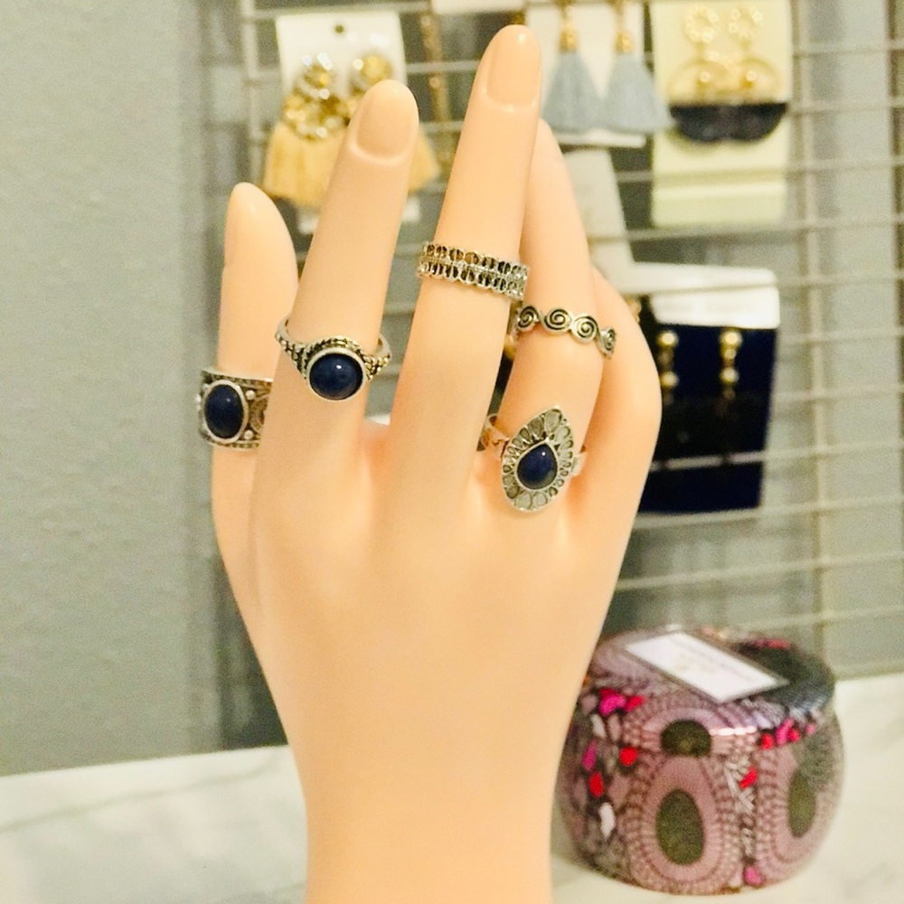 5 pc Boho Style Ring Stack